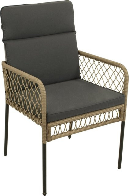 DEGAMO Sessel RAPALLO in Beige mit Polster aus Metall und Geflecht - Bild 1