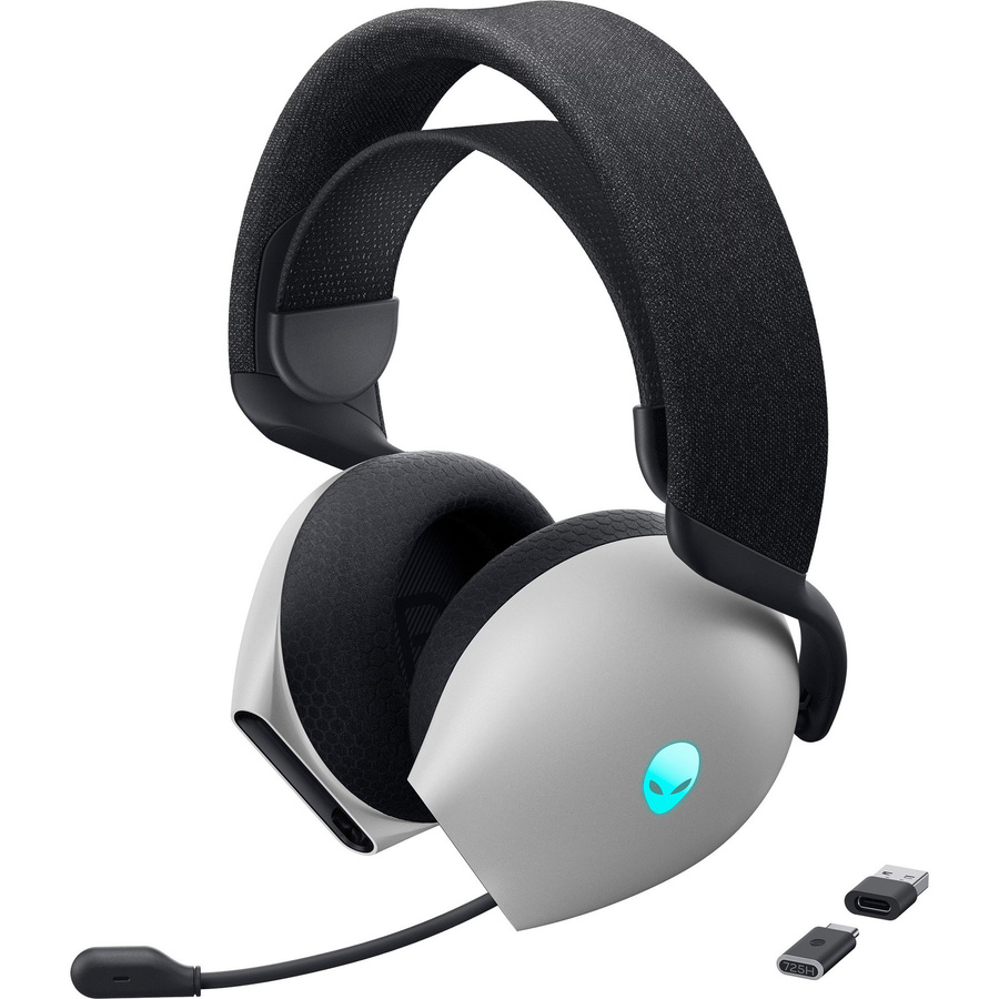 Dell Alienware AW725H Tri-Mode Wireless Gaming-Headset Over-Ear in Lunar Light White mit Bluetooth, USB-C und 3,5 mm Klinke - Bild 1
