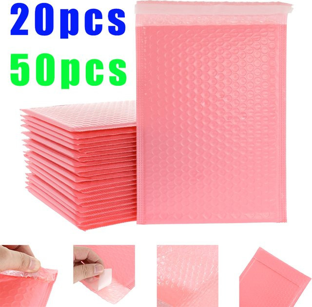 Luxuglow Selbstklebende Luftpolsterumschläge aus Kunststoff in Rosa, 50 Stück wasserdichte Versandtaschen für Kleidung - Bild 1
