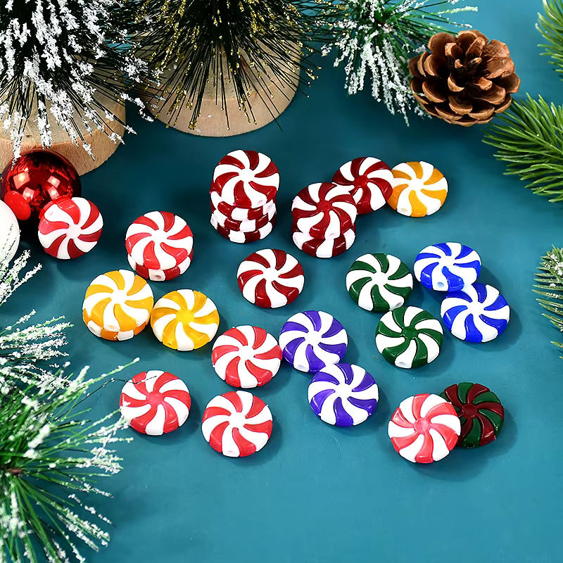 Bunter Lutscher als Hängeornament aus Kunststoff für Weihnachtsbaum und Neujahrsdekoration, mehrfarbig und rund - Bild 3