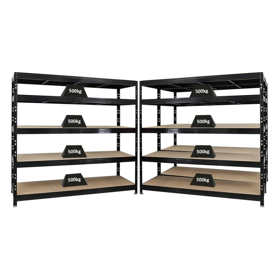 PROREGAL Rhino Schwerlastregal Set aus 3 Stück, Schwarz, B/H/T: 200 x 180 x 60 cm, mit 5 verstellbaren Spanplatten-Ebenen und 500 kg Fachlast - Bild 2
