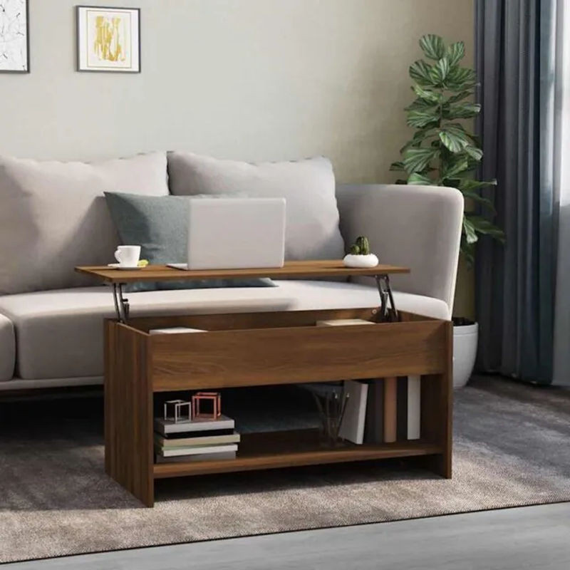 Couchtisch in Eichen-Optik von vidaxl, modern, Braun, B/T/H: 102 x 50 x 52,5 cm - Bild 1