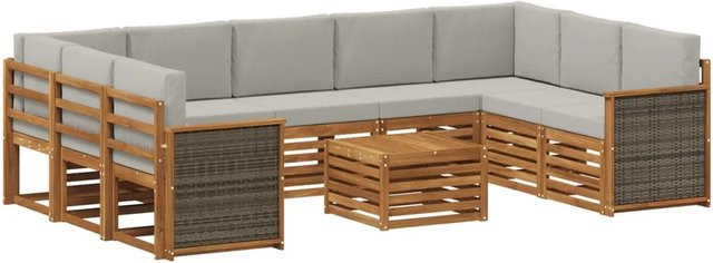 vidaXL Sofagarnitur aus Massivholz Akazie im modernen Latten-Design mit Armlehnen - Bild 1