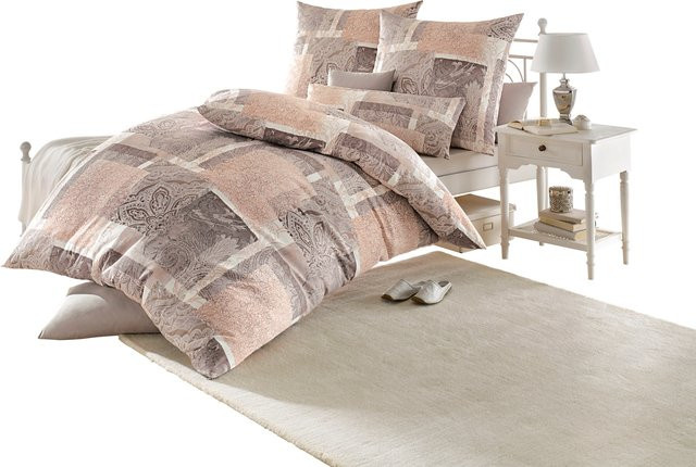 Biberna Bettwäsche Set aus 100% Baumwolle mit Reißverschluss, Beige/Multicolour, B: 135 cm, H: 200 cm, inklusive Kissenbezug 40 x 80 cm - Bild 1