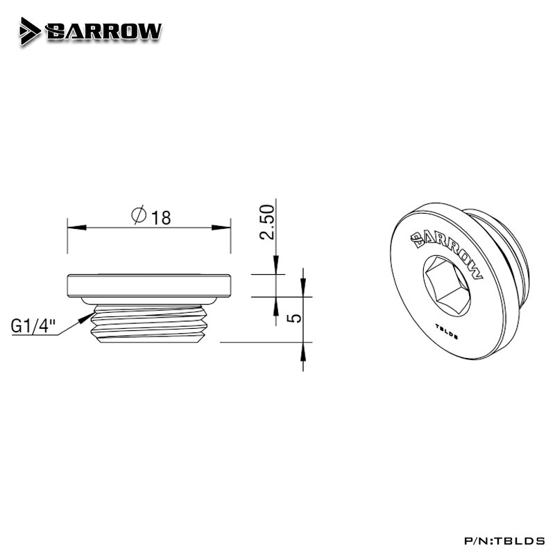 Barrow Water Stop Sealing Plug Fitting TBLDS mit Innensechskant-Design für Reservoirs in Schwarz, Silber oder Weiß - Bild 2