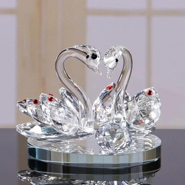 Gu Tao Kristallglas Schwan als dekorative Figur und Briefbeschwerer in Transparent, Höhe: 15,0 cm, Breite: 10,0 cm, Tiefe: 15,0 cm - Bild 1