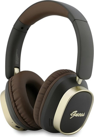 Guess Over-Ear Bluetooth Kopfhörer Rectangle Metal Script in Braun mit USB-C und A2DP Freisprechfunktion