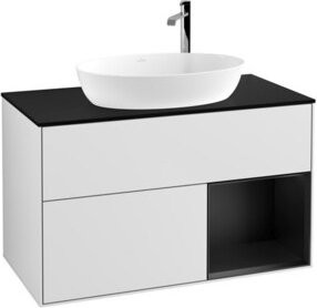 V&B Waschtischunterschrank Finion 100 in Blau mit weißem Regal, lackiert, Breite: 100 cm, Tiefe: 50,1 cm, Höhe: 50,1 cm - Bild 1