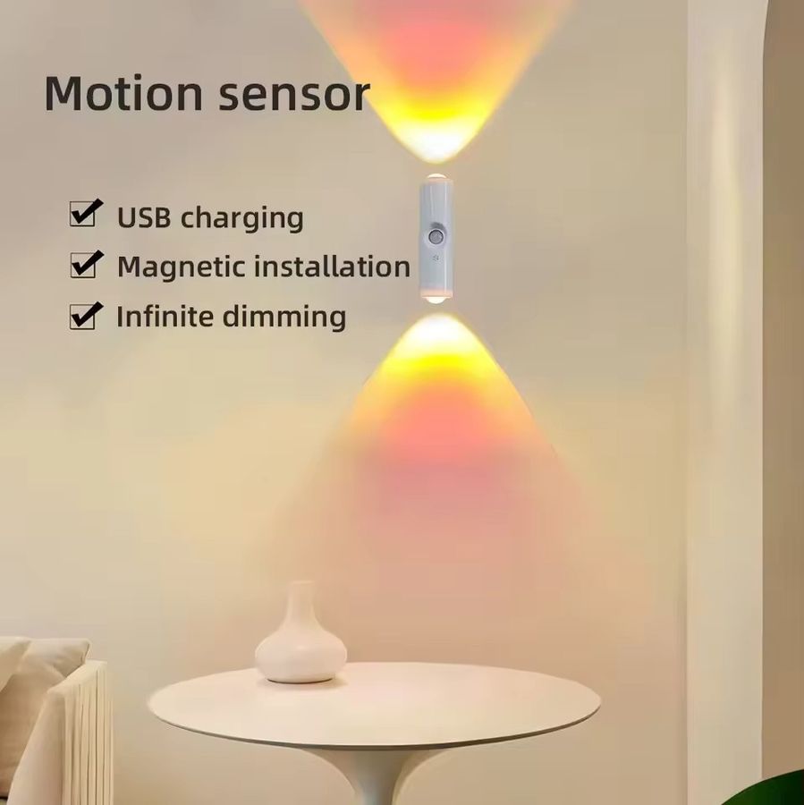 TLEDMP Magnetische LED Unterschrankleuchte mit Bewegungssensor und Doppelkopf als mehrfarbige Nachtleuchte für Schlafzimmer und Flur - Bild 2