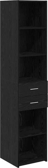 vidaXL Highboard in Schwarz und Eichen-Optik mit Türen und Schubladen, B/T/H: 40 x 42,5 x 185 cm - Bild 1
