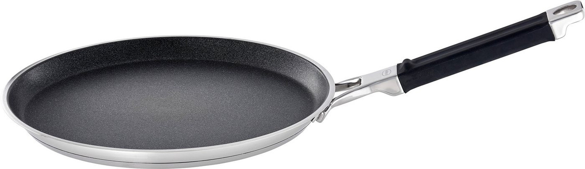 Rösle Crêpepfanne Silence Pro aus Edelstahl mit Premium-Antihaftversiegelung, Ø 28 cm, Silber/Schwarz - Bild 1