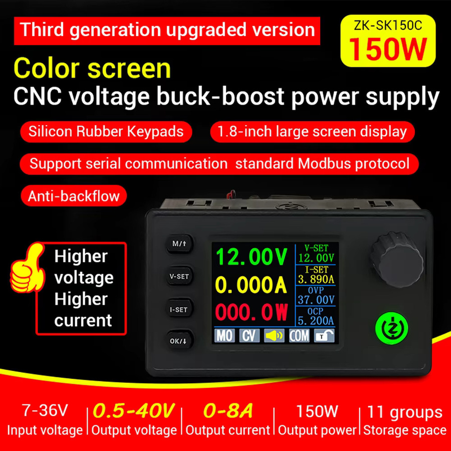 Aideepen SK150C 150W DC Buck-Boost-Wandler 7-36V Leistungsmodul Einstellbares Geregeltes Labornetzteil in Schwarz - Bild 3