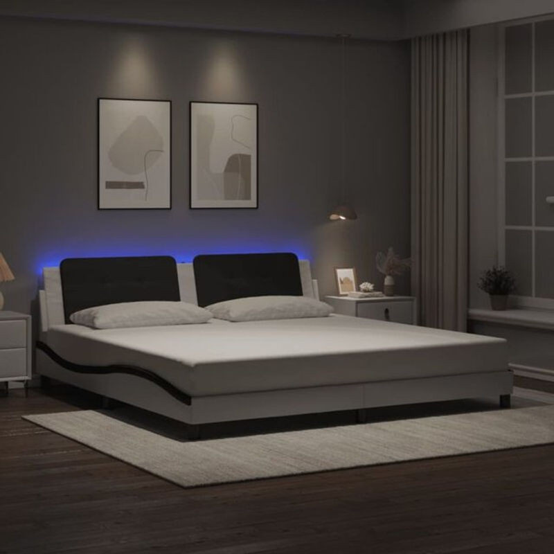 Modernes Bettgestell Zadar mit LED von vidaxl in Weiß und Schwarz, B/T: 200 x 200 cm - Bild 1