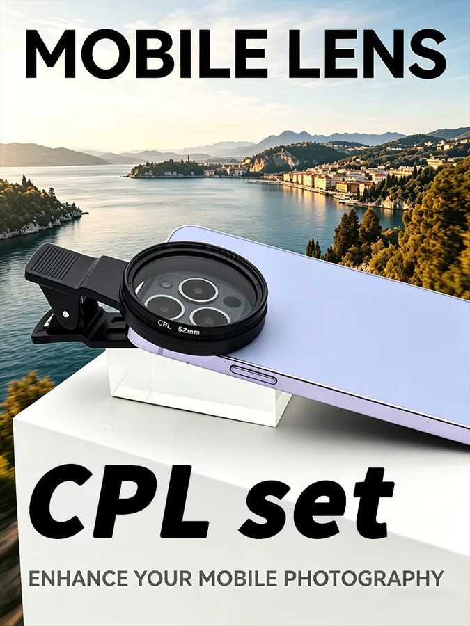 OBKEY CPL Polarisations-Filter Set für iPhone und Smartphone, 52mm kreisförmiges Glas-Objektiv zur Reflexionsvermeidung, Schwarz - Bild 6