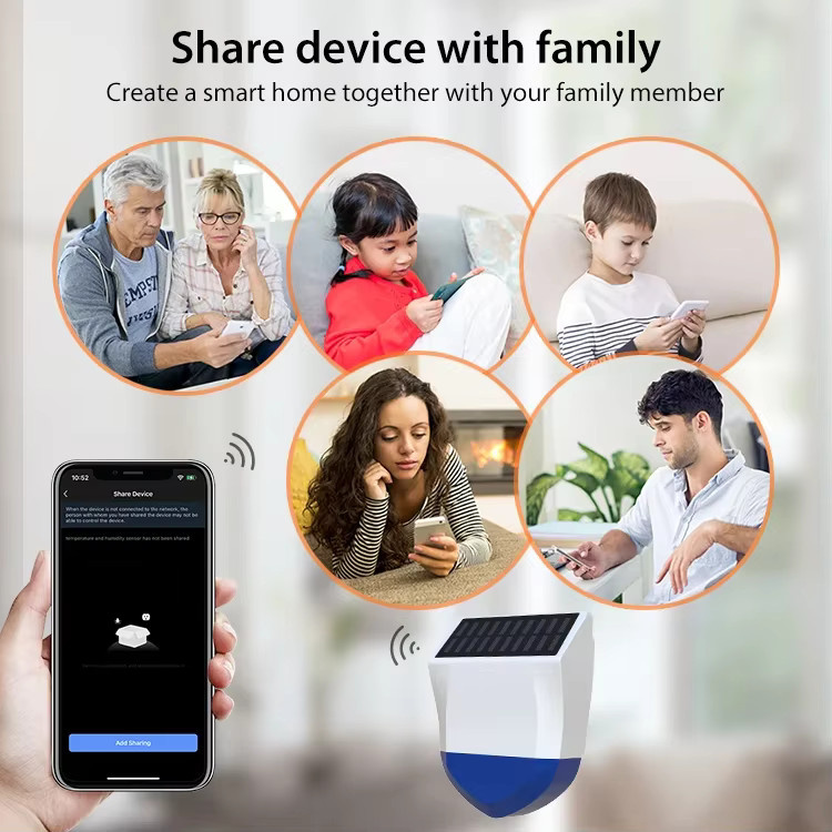 Tuya Smart Zigbee/Wifi Außenalarm mit 95 dB Sirene, wasserdicht IPX5, Solar- und USB-Stromversorgung, Farbe: Weiß - Bild 5