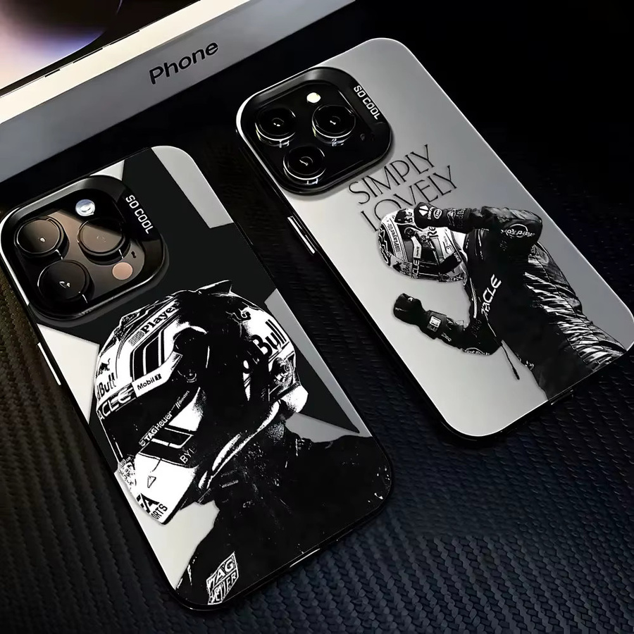 Potdemiel Schutzhülle Rennfahrer Verstappen für iPhone 17 Air 16 15 14 13 12 11 Pro Max Mattierte Waschbare Acryl-Silikon-Hülle - Bild 1