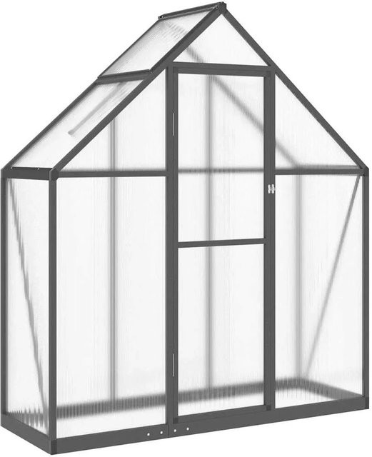 Furnicato Gewächshaus aus Aluminium mit Fundamentrahmen und Polycarbonat in Anthrazit, B/T/H: 169 x 58 x 195 cm - Bild 1