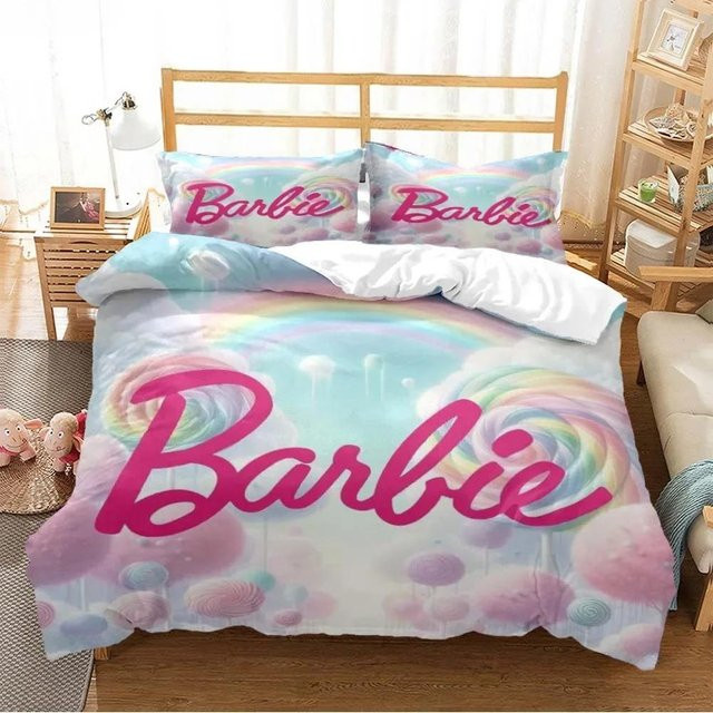 Barbie Bettwäsche-Set mit Steppdecke und Kissenbezug, Mehrfarbig, B/H: 260 x 240 cm - Bild 1