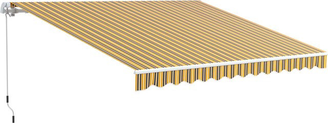 Outsunny Gelenkarmmarkise Sonnenschutz mit Handkurbel, Gelb Grau, B/H: 3,5 x 2,5 m - Bild 1