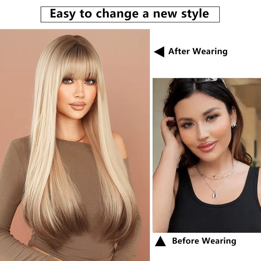 Namm Perücke mit Pony, beige, synthetisch, Damen - Bild 2
