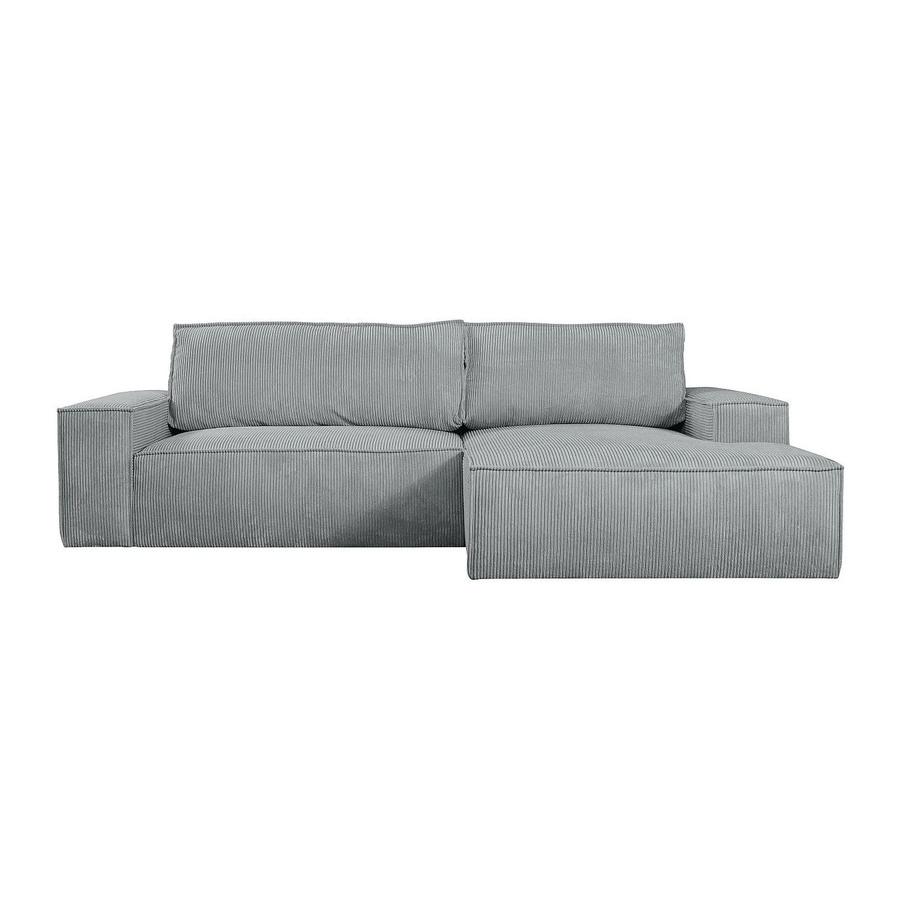 Vente-unique Schlafsofa Amelia in Lichtgrau mit Cord-Bezug und L-Form - Bild 2