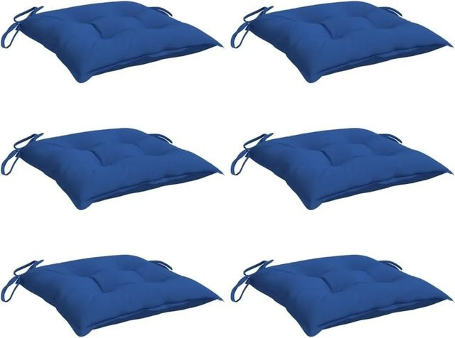 6er Set vidaXL Stuhlkissen Blau aus wasserabweisendem Polyester, B/T/H: 40 x 40 x 7 cm - Bild 1
