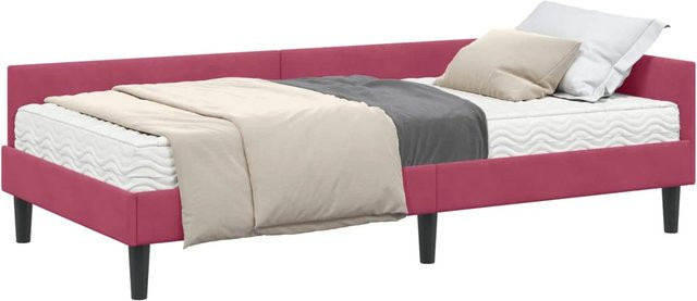 vidaXL Eckbettgestell mit Matratze in Grün aus Samt, 2-teiliges Set, B/T: 90 x 190 cm - Bild 1