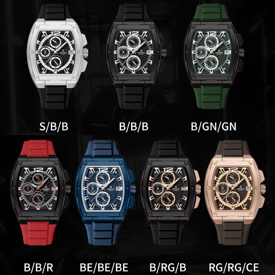 NAVIFORCE Chronograph Armbanduhr, Quarz, Silikonband, Schwarz, Herren - Bild 6