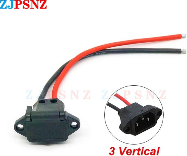 Universal E-Bike Batterie Anschluss Stecker mit drei vertikalen Ladebuchsen und 12AWG Kabel für 36V 48V Elektrofahrzeuge in Schwarz - Bild 1