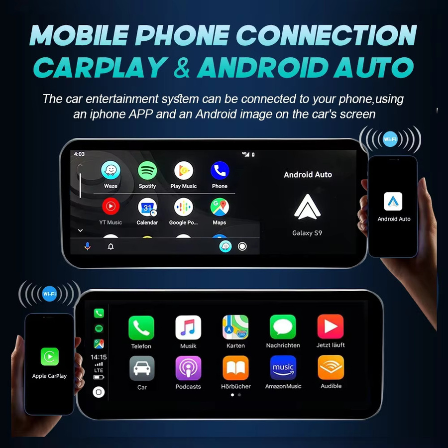Nunoo Android 14 Multimedia-Navigationssystem für Mercedes Benz C Klasse W205 mit Wireless CarPlay, Android Auto, GPS, WiFi und DSP in Schwarz - Bild 3