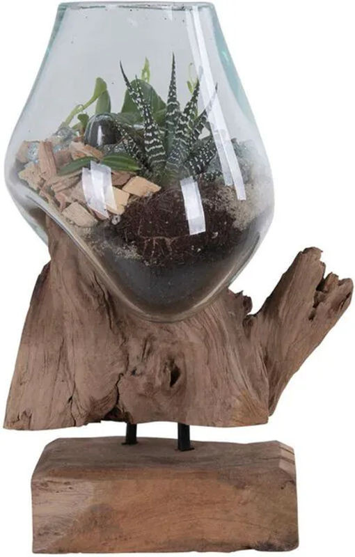 San Marino Waterdrop Vase von You do it aus Teakholz und Glas in Braun und Natur, Höhe: 25 cm - Bild 1