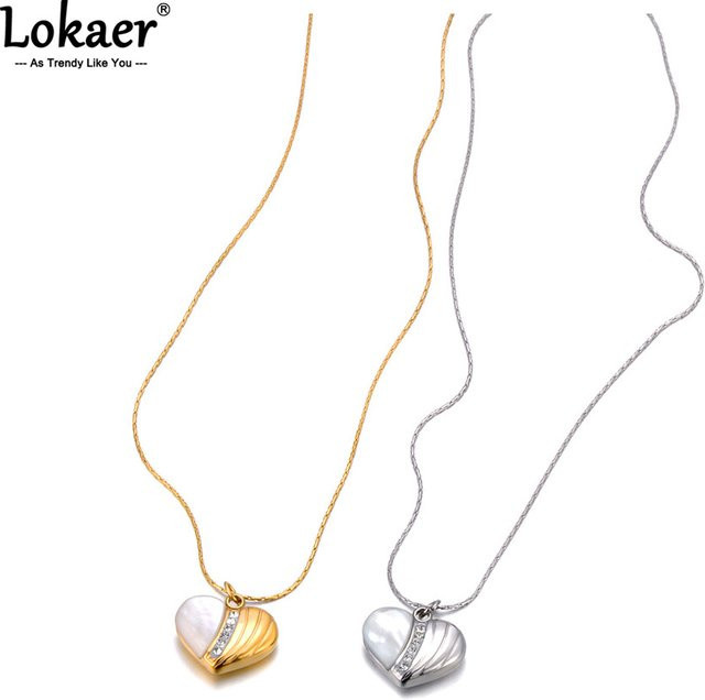 Lokaer Mode Halskette Edelstahl, Gold, Opal, Kristall, Damen - Bild 1