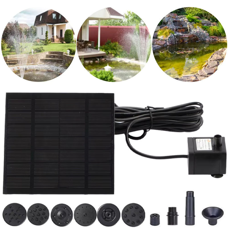 Alloet Solarbetriebene Brunnen-Wasserpumpe mit 6 Düsen und Solarpanel für Außenbereiche, 1,2 W - Bild 7