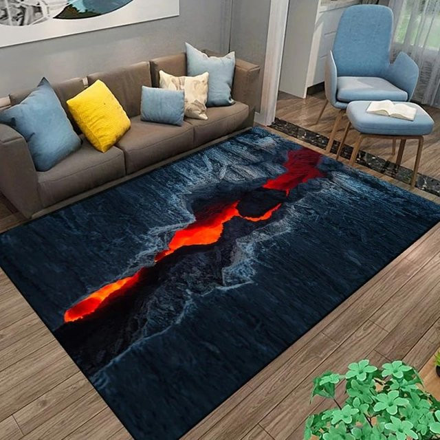 Karpetti 3D Vulkan Lava Magma Teppich, Mehrfarbig, B/T: 60 x 40 cm - Bild 1