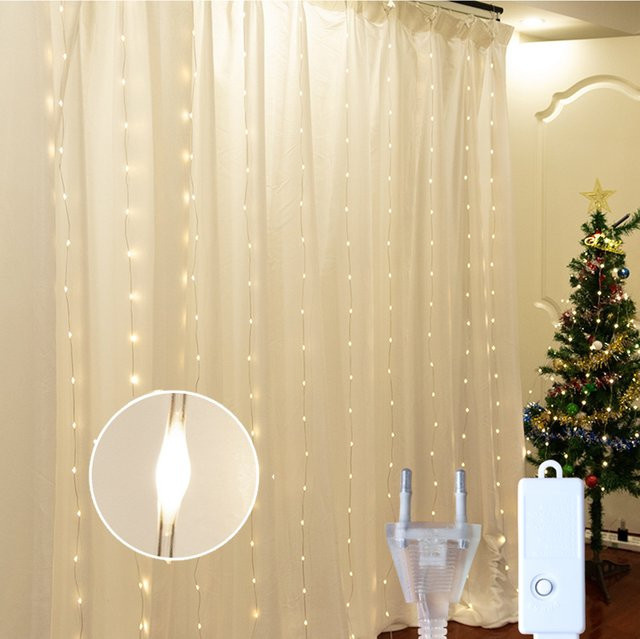 KIKIELF LED Vorhang Lichterkette Warmweiß 3m Flexible Fee Lights für Weihnachten Hochzeit Party und Dekoration - Bild 1