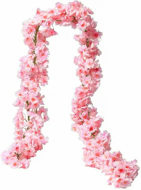 Künstliche Sakura Blumen Rebe in Pink, 180 cm lange Seiden-Pflanzen für Hochzeiten, Garten und Party-Dekoration - Bild 1