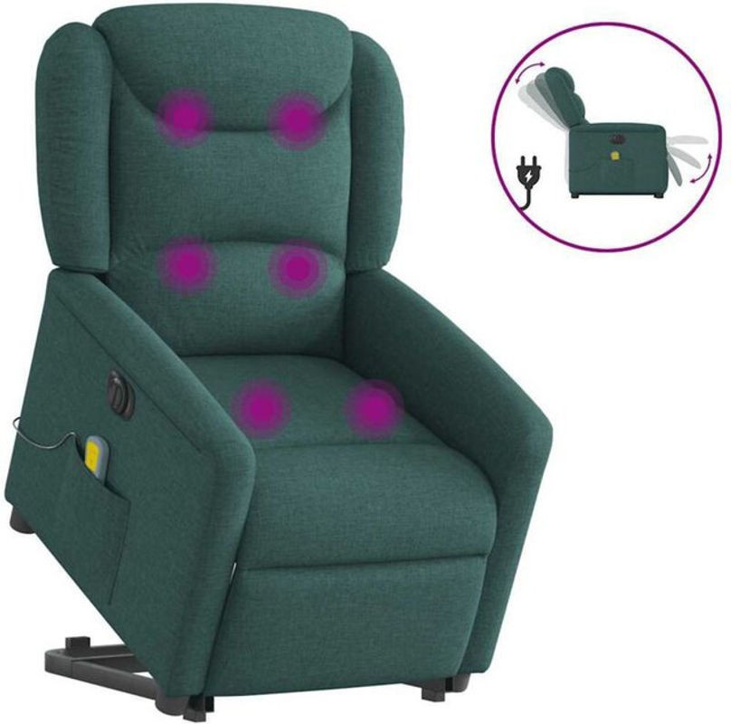 Elektrischer Massagesessel mit Aufstehhilfe von vidaxl in Dunkelgrün aus Stoff und Metall - Bild 1