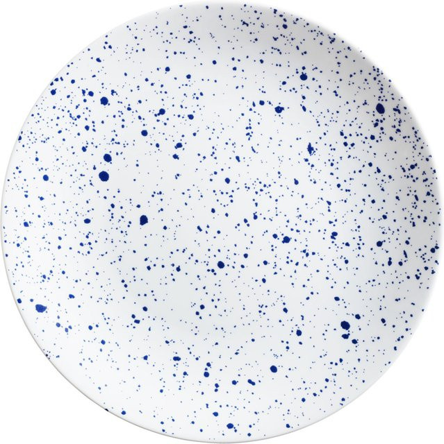 VEGA Mixor Speiseteller aus Porzellan, rund, gesprenkelt, weiß/blau, Durchmesser: 27 cm, 6er Pack - Bild 1