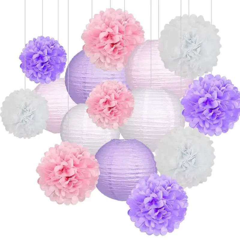 Merylover Chinesische Papier Laternen Lampions in Silber und Mehrfarbig als hängende Blumen-Deko für Hochzeit und Baby Shower, Durchmesser: 10 cm bis 40 cm - Bild 2
