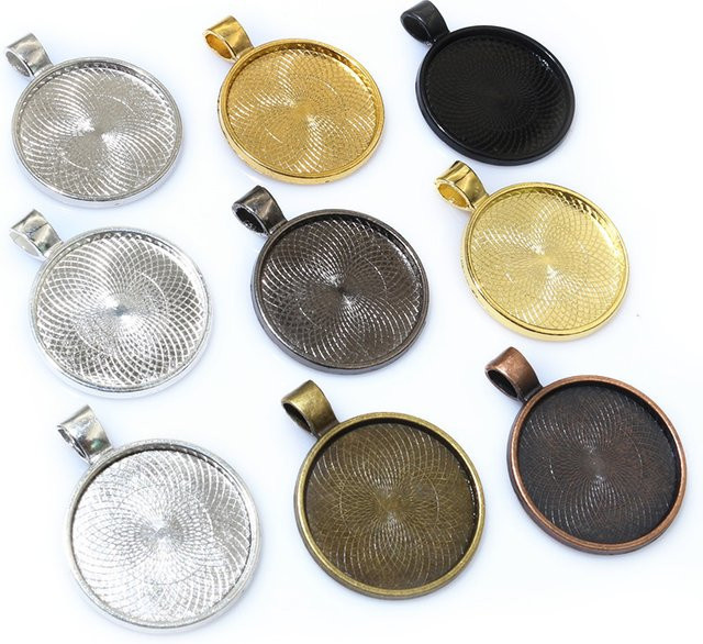 Wadsfred Anhänger Basis, 25 mm, Runde Cabochons Lünette, Unisex - Bild 1