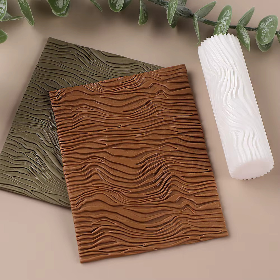 Polymer-Ton-Textur-Roller mit weihnachtlichem linearem Muster und glattem Rand für deine Schmuckherstellung in Weiß - Bild 1