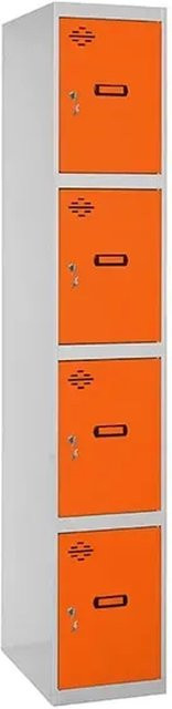 PROREGAL Spind AMEGO Schließfach Garderobe mit 4 Abteilen, Grau-Orange, H x B x T: 180 x 40 x 50 cm - Bild 1