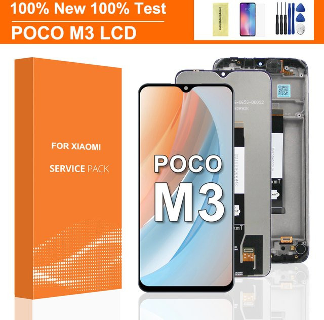 Xiaomi POCO M3 LCD-Display Touchscreen-Digitizer-Baugruppe mit Display-Rahmen in Schwarz für Redmi 9T M2010J19SG, 6,53 Zoll - Bild 1