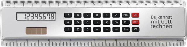 Uljö Lineal mit Rechner aus Metall in Silber, Länge: 20 cm - Bild 1