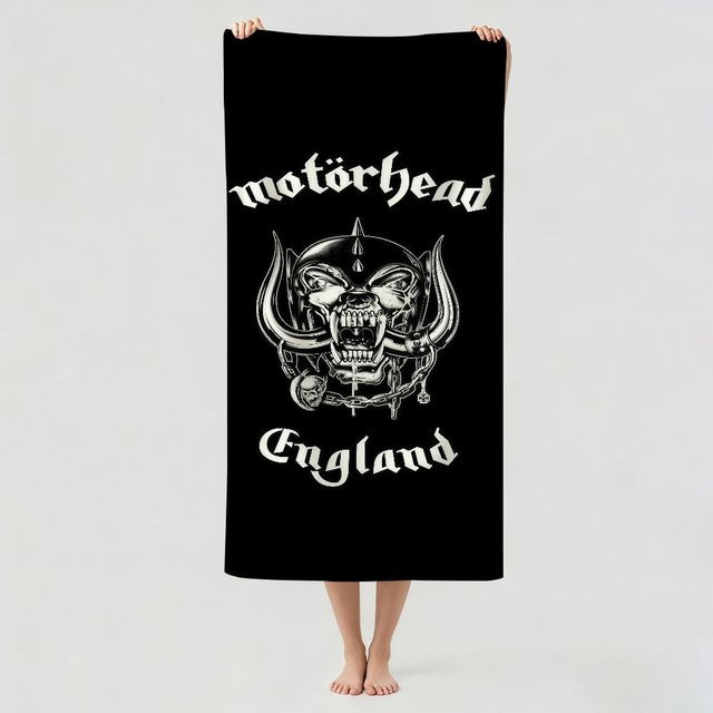 JINGYUE Pet Rockband Motorhead Mikrofaser Trockentuch für Strand, Camping und Yoga, Schwarz, B: 150 cm, H: 200 cm - Bild 1