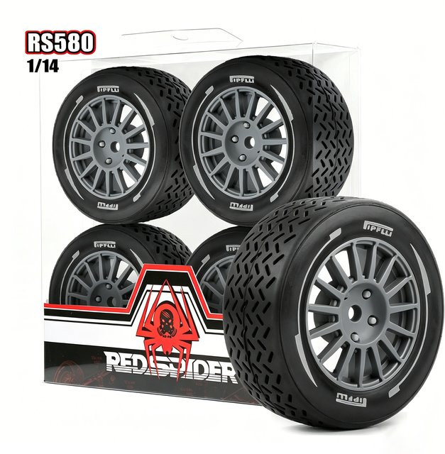 RED SPIDER RC Rallye-Rennreifen, 4-teiliges Set, 1:14 Maßstab, Gummi - Bild 1