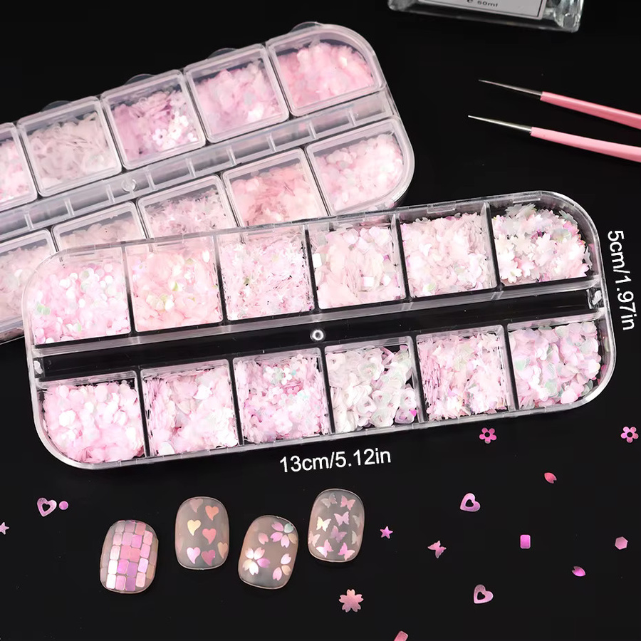 Full Beauty Nagelpailletten, Rosa, Schimmernd, 12er-Set - Bild 5