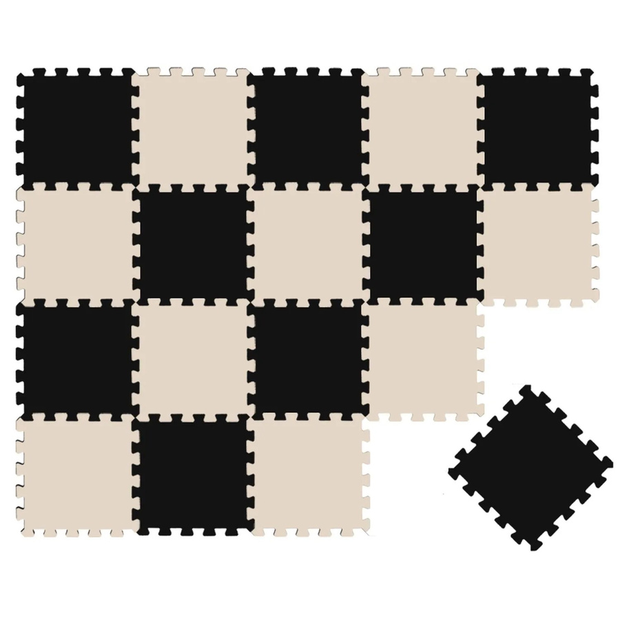 LittleTom Baby & Kinder Puzzlematte aus Polypropylen, 18 Stück, Beige & Schwarz, B/T/H: 30 x 30 cm - Bild 2