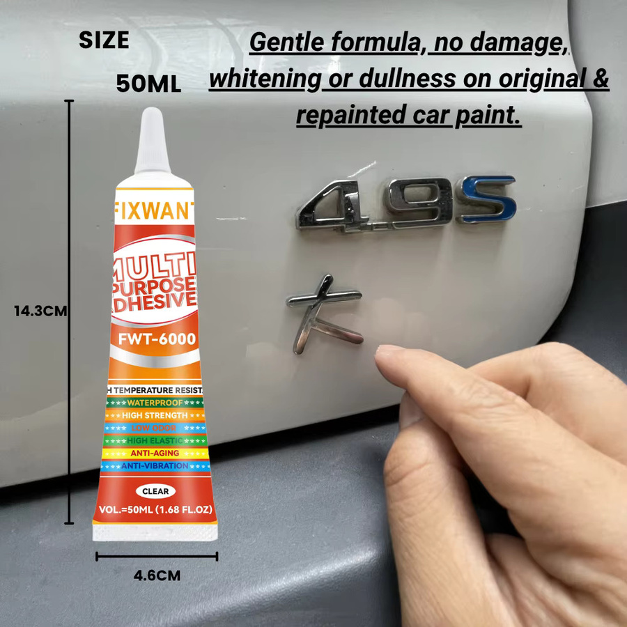 FIXWANT Auto-Logo-Klebstoff transparent wasserfest und hitzebeständig für Chrom-Metall, ABS und Acryl-Autoembleme sowie Innenausstattung - Bild 2