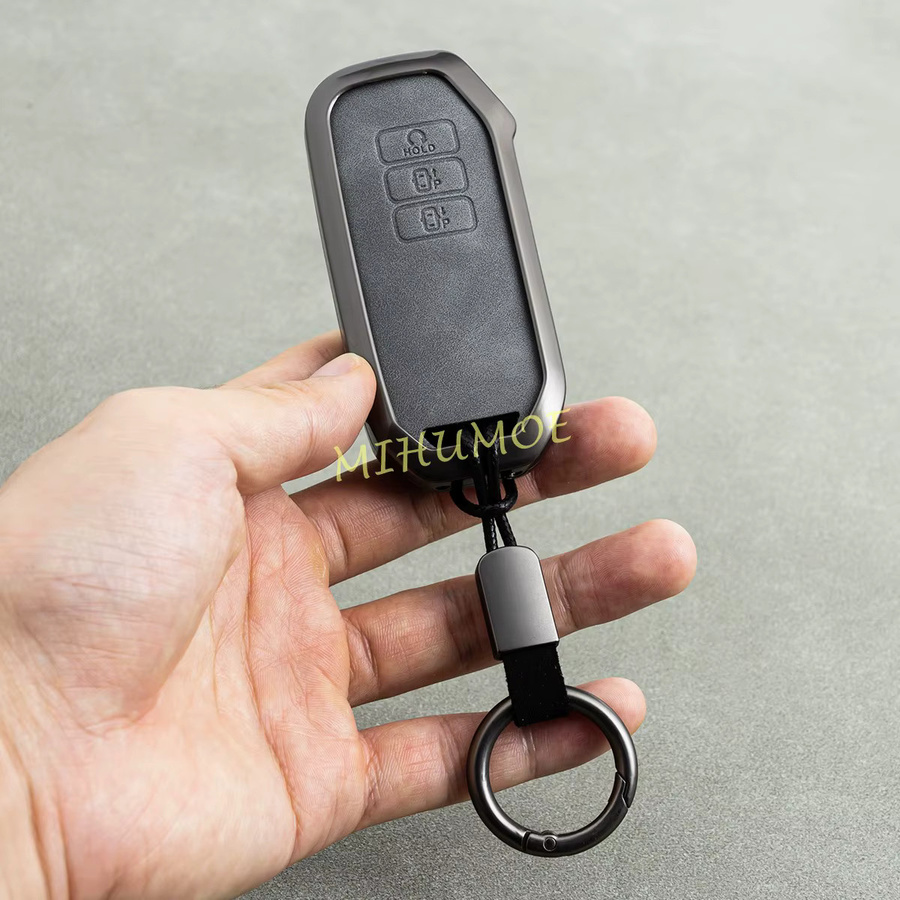 MIHUMOE Autoschlüsselanhänger-Hülle Metall-Leder, Unisex - Bild 3